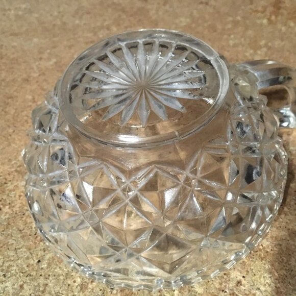 VINTAGE IMPERIAL GLASS CLEAR DIAMOND BLOCK CUP SUGAR BOWL 4.75" - Picture 3 of 6
